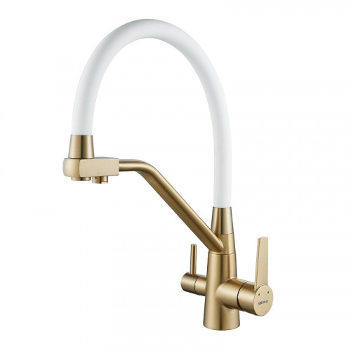 Смеситель для кухни Shevanik S968G цвет Золотой сатин Белый