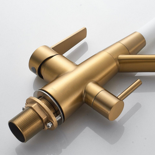 Смеситель для кухни Shevanik S968G цвет Золотой сатин Белый