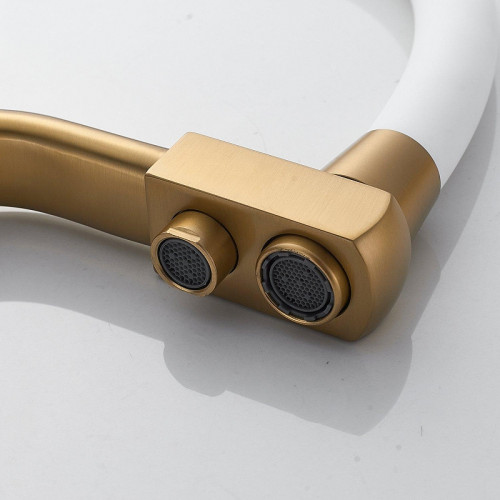 Смеситель для кухни Shevanik S968G цвет Золотой сатин Белый