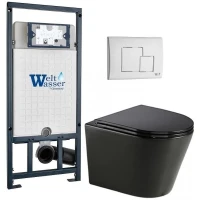 Комплект унитаза с инсталляцией WeltWasser MARBERG 507 + SALZBACH 043 GL-BL + MAR 507 SE GL-WT 10000013505 цвет Белый глянцевый с сиденьем Микролифт и клавишей смыва цвет Белый глянцевый