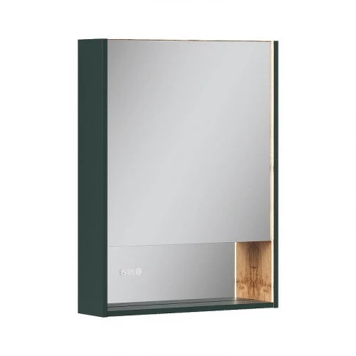 Зеркальный шкаф Equil Gleam 60 szGLEAM.LED.60.1D-34 с подсветкой цвет Зеленый камень Дуб вотан