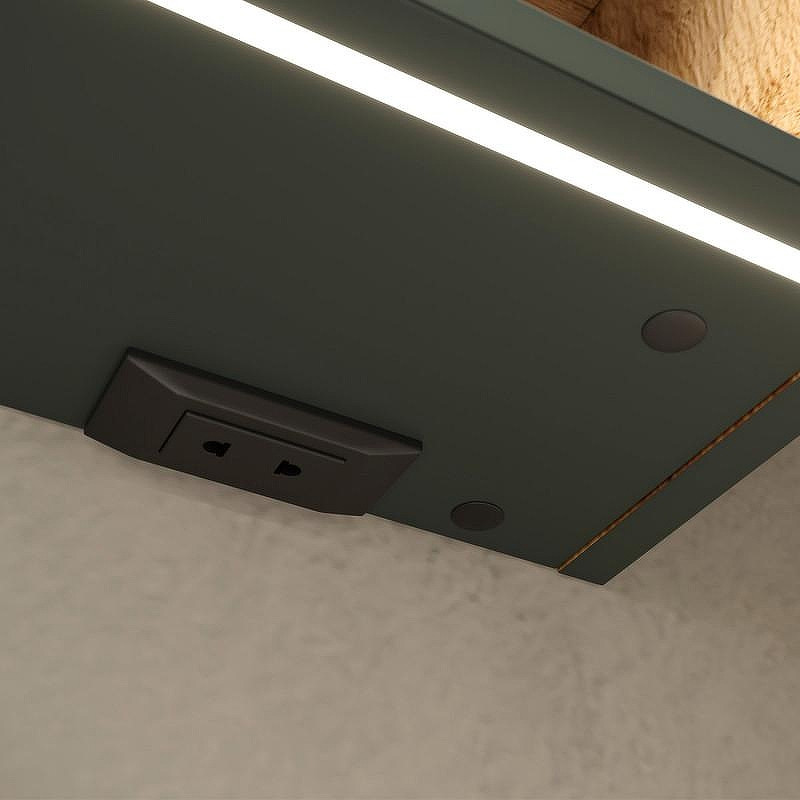 Зеркальный шкаф Equil Gleam 60 szGLEAM.LED.60.1D-34 с подсветкой цвет Зеленый камень Дуб вотан