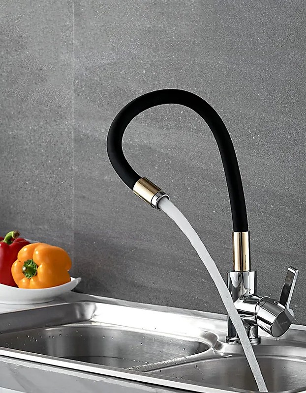 Смеситель для кухни Ledeme Rainbow 4898-10L Хром Золото Черный матовый латунь