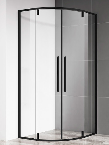 Душевой уголок AQUAme 80x80 AQM7101-2-8 профиль Черный матовый стекло прозрачное