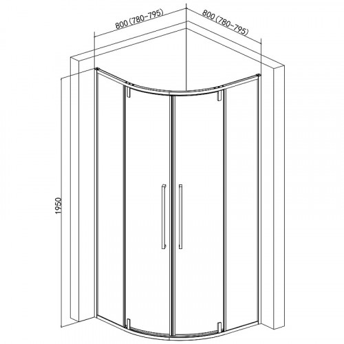 Душевой уголок AQUAme 80x80 AQM7101-2-8 профиль Черный матовый стекло прозрачное