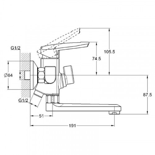 Смеситель для ванны D-Lin D147368-1 Хром силумин на стену
