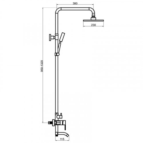 Душевая система Ростовская Мануфактура Сантехники SUS124BL-009DK Черная матовая нержавеющая сталь на стену