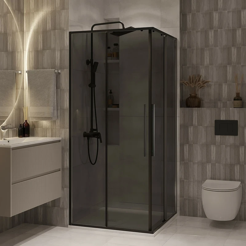 Душевой уголок Niagara Nova 100х100 NG-2824-34BLACK профиль Черный матовый стекло тонированное