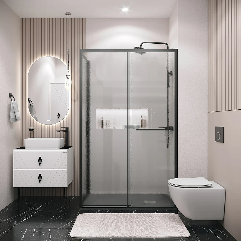 Душевой уголок Grossman Style 110х80 120.K33.05.1180.21.02 профиль Черный матовый стекло шиншилла