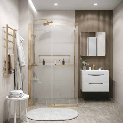 Душевой уголок Grossman Pragma 100х80 120.K33.03.1080.32.00 профиль Золото сатин стекло прозрачное