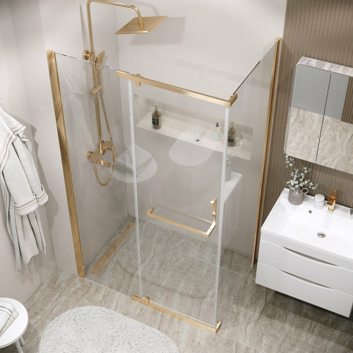 Душевой уголок Grossman Pragma 100х80 120.K33.03.1080.32.00 профиль Золото сатин стекло прозрачное