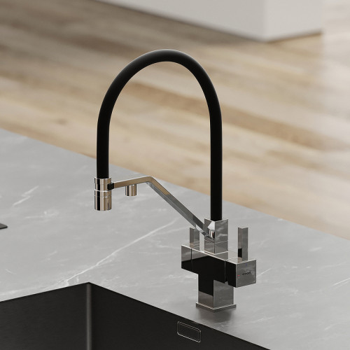 Смеситель для кухни Sancos Loro SC4007CH Хром Черный латунь
