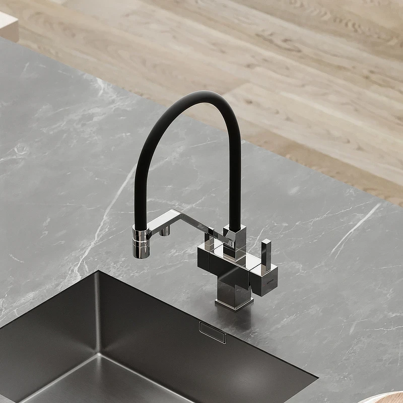 Смеситель для кухни Sancos Loro SC4007CH Хром Черный латунь