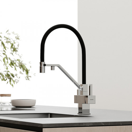 Смеситель для кухни Sancos Loro SC4007CH Хром Черный латунь