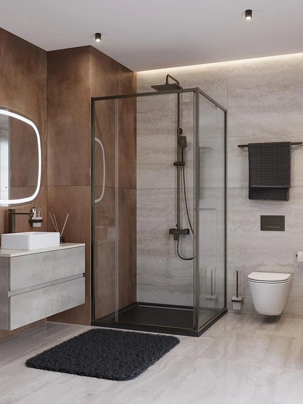 Душевой уголок Cezares Lux 100x80 LUX-AH-FS-11-100/80-C-GM профиль Оружейная сталь стекло прозрачное