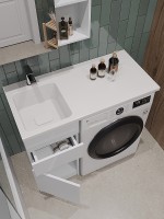 Раковина Orange 100 L ST-100RAL с местом под стиральную машину Белая искусственный камень (литьевой мрамор) полувстраиваемая, с местом под стиральную машину
