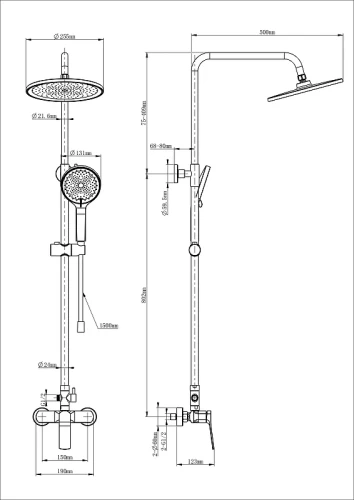 Душевая система Wonzon & Woghand WW-B3200-MB цвет Черный матовый