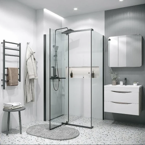 Душевой уголок Grossman Pragma 110х80 120.K33.03.1180.21.00 профиль Черный матовый стекло прозрачное