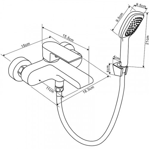 Смеситель для ванны Melodia della vita Waltz MDV30140gn Оружейная сталь латунь на стену