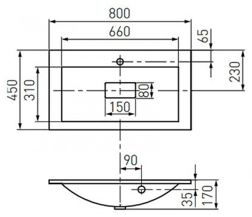 Раковина Aquaton Премьер М 80 1A70493KPR010 Белая