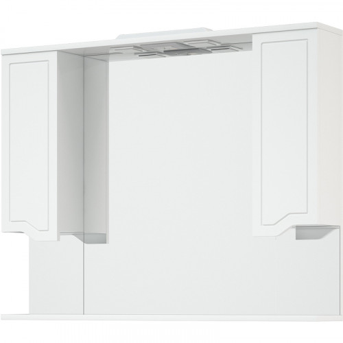 Зеркало со шкафом Corozo Мирра 105/С SD-00001545 с подсветкой Белое с механическим выключателем МДФ / ЛДСП, стекло