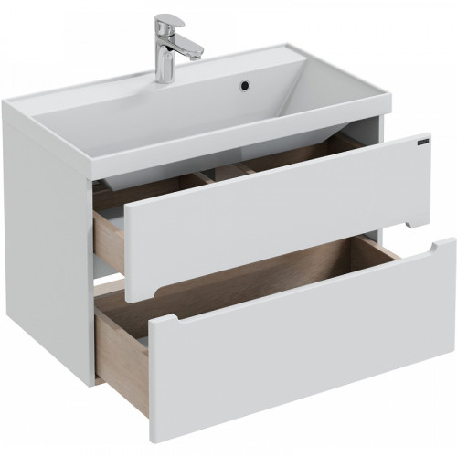 Тумба под раковину СанТа Лондон 80 224004л подвесная Белая МДФ / ЛДСП