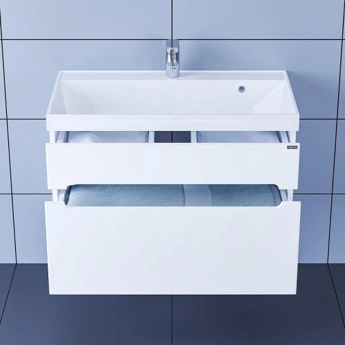 Тумба под раковину СанТа Лондон 80 224004л подвесная Белая МДФ / ЛДСП