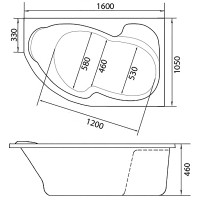 Акриловая ванна Marka One Aura 160x105 R 01ау1610п без гидромассажа