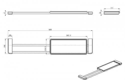 Металлическая полка Wonzon & Woghand WW-V3701-MB раздвижная цвет Черный матовый