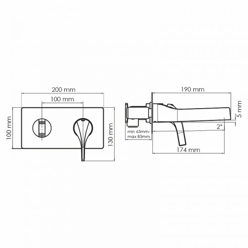Смеситель для раковины WasserKRAFT Sauer 7130 Золото латунь встраиваемый