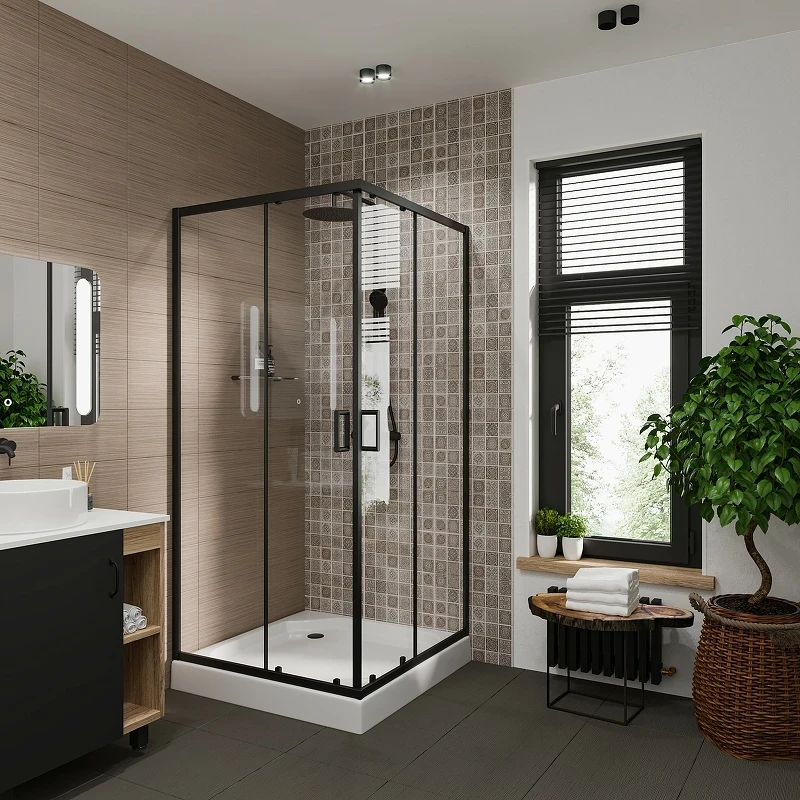 Душевой уголок Niagara Nova NG-6808-08 BLACK 90х90 профиль Черный стекло прозрачное