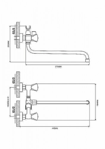 Смеситель для ванны Ekko E26020-3 универсальный Хром