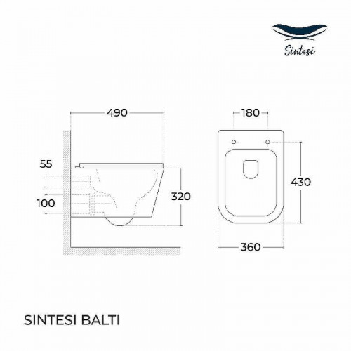 Унитаз Sintesi Balti SIN-TS-BLT-171 подвесной Белый с сиденьем Микролифт