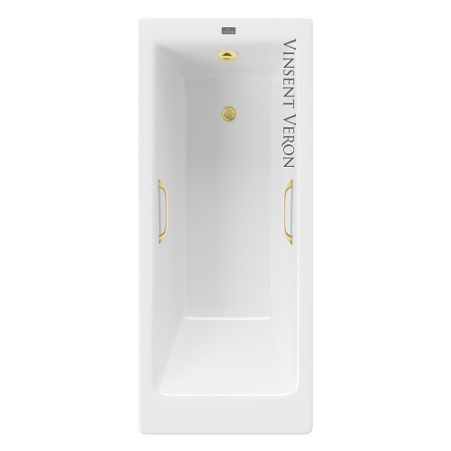 Чугунная ванна Vinsent Veron Tampa 170x70 VTP1707042H/VH0012MGD цвет Белый с квадратными ручками матовое золото