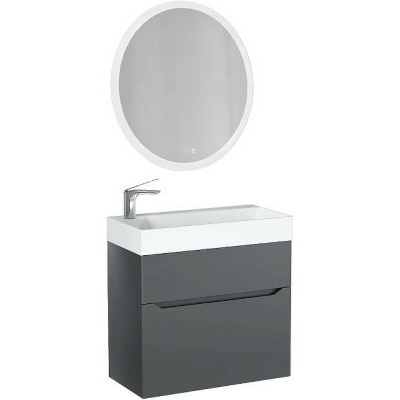 Тумба под раковину Jorno Folk 65 Folk.01.65/P/A/JR подвесная Антрацит МДФ / ЛДСП