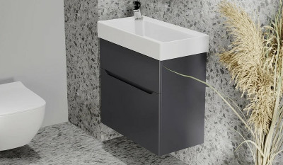 Тумба под раковину Jorno Folk 65 Folk.01.65/P/A/JR подвесная Антрацит МДФ / ЛДСП