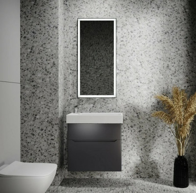 Тумба под раковину Jorno Folk 65 Folk.01.65/P/A/JR подвесная Антрацит МДФ / ЛДСП