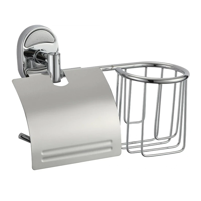 Держатель туалетной бумаги и освежителя воздуха Savol S-L07051 с крышкой цвет Хром