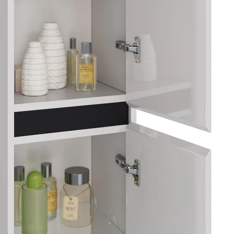 Шкаф пенал Lemark Combi 35 LM03C35P-black подвесной Белый глянец