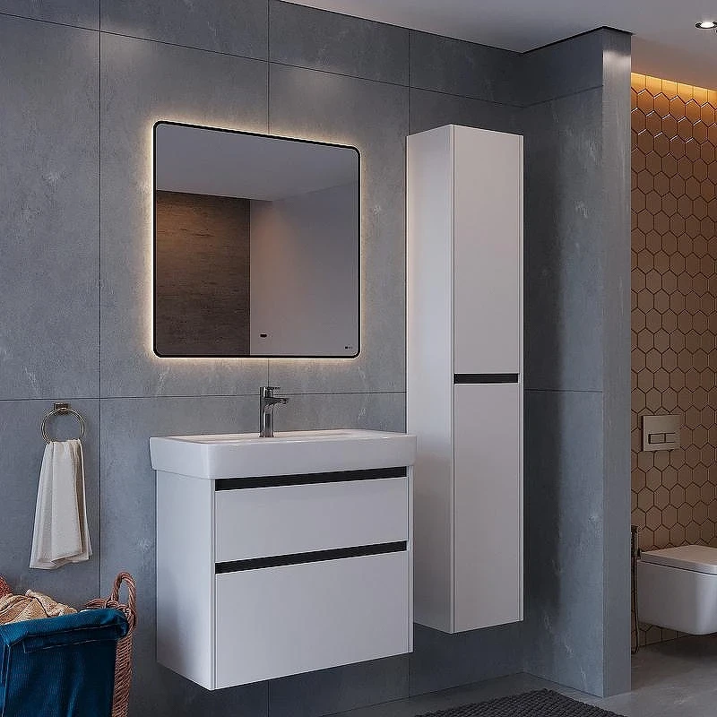 Шкаф пенал Lemark Combi 35 LM03C35P-black подвесной Белый глянец