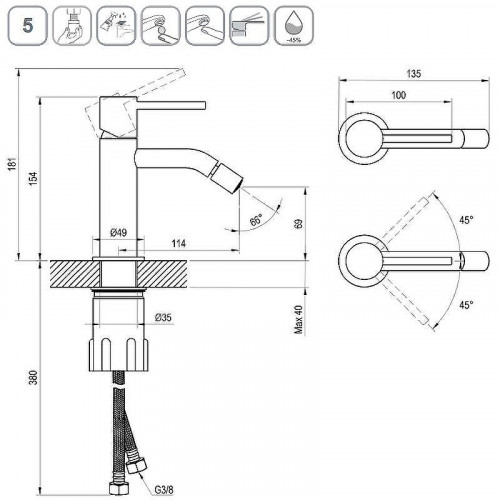 Смеситель для биде Ravak Espirit ES 056.60RGB X070355 Розовое золото