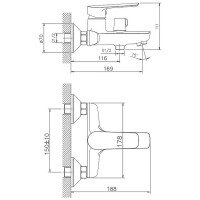 Смеситель для ванны Haiba HB60198 Хром на стену