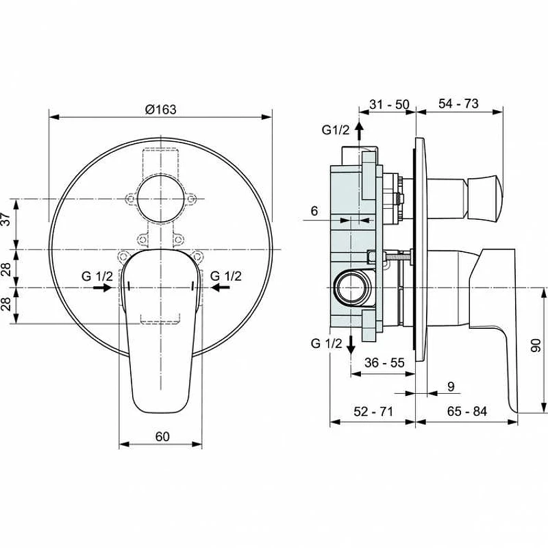 Смеситель для душа Ideal Standard Ceraplan III A6383AA Хром латунь встраиваемый