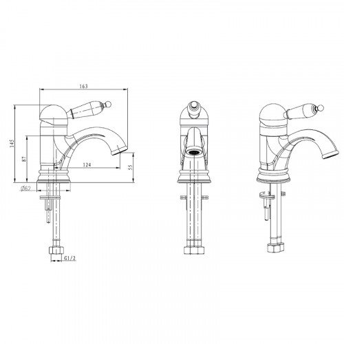 Смеситель для раковины Boheme Brillante Ripresa 341 Хром латунь