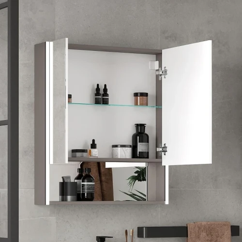 Зеркальный шкаф Equil Smile 70 szSMILE70 с подсветкой цвет Лен анрацит