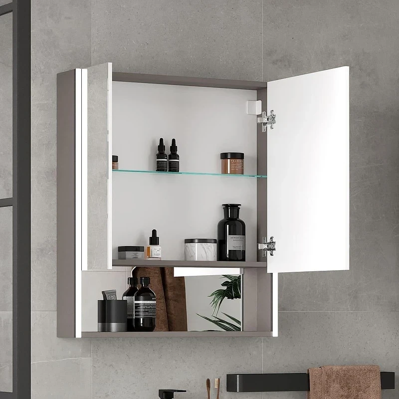 Зеркальный шкаф Equil Smile 70 szSMILE70 с подсветкой цвет Лен анрацит
