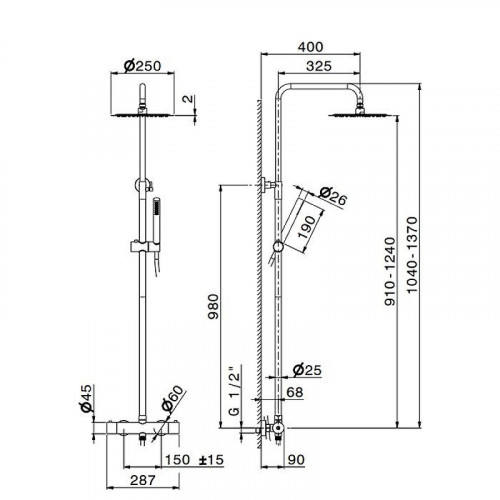 Душевая система Newform X-Steel 316 69650X.50.050 с термостатом цвет Inox