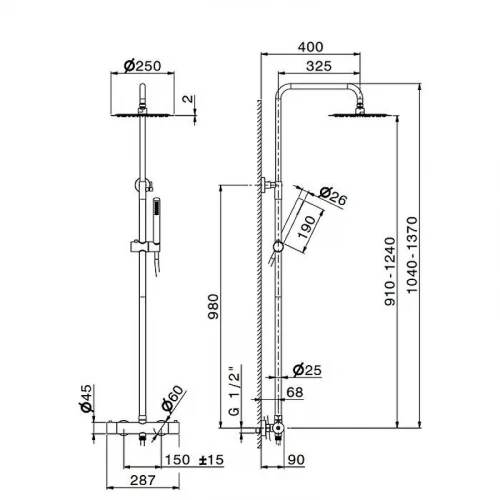 Душевая система Newform X-Steel 316 69650X.50.050 с термостатом цвет Inox