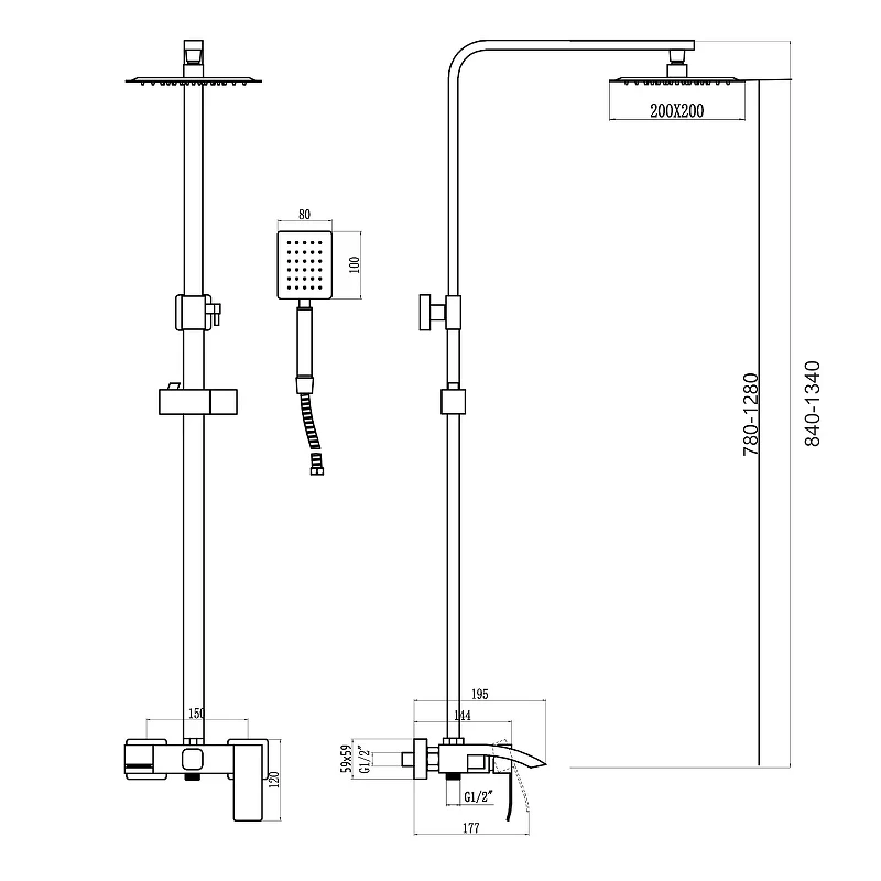 Душевая система Fmark FS8645H цвет Черный