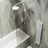 Шторка на ванну Maybah Glass MGV-127-1у 340x1400 в узком профиле Белый стекло бронзовое